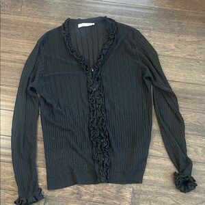 Anne Fontaine Black Ruffled Cardigan